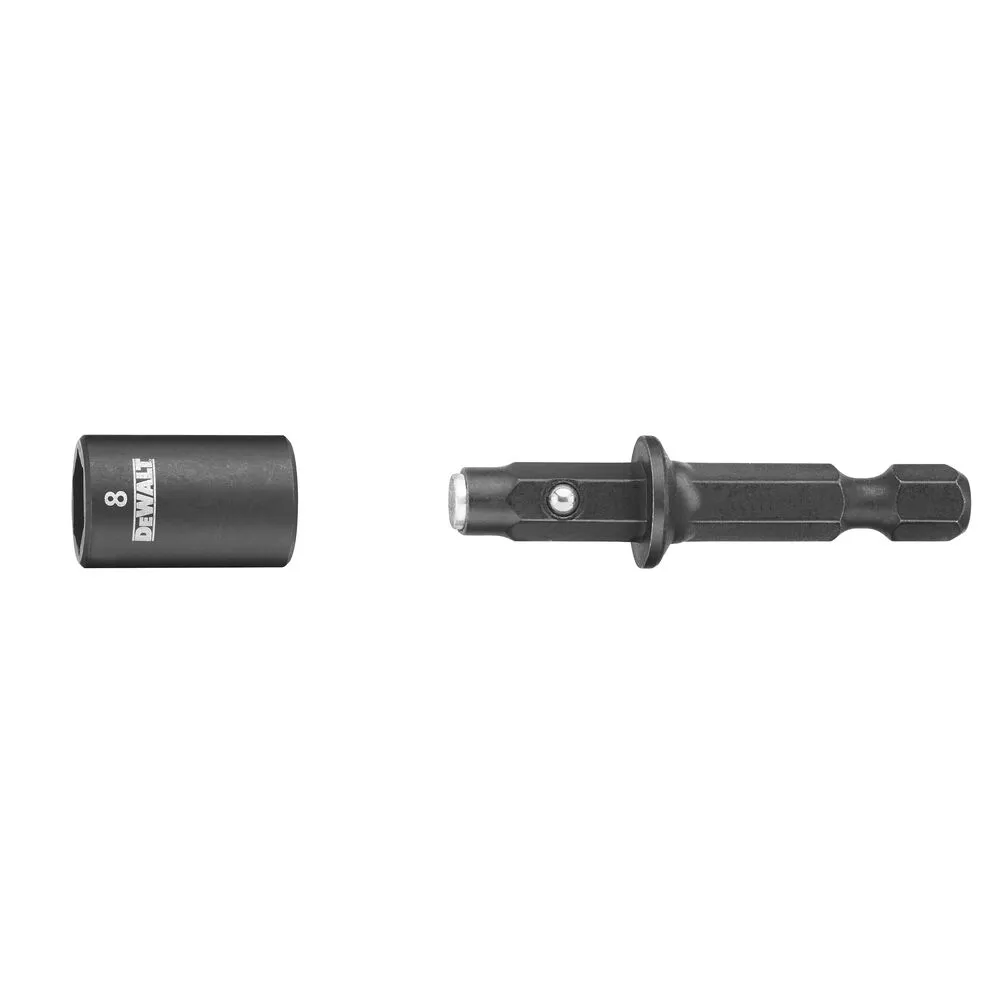 Pildil on näha DeWalta kaubamärgiga puhastatav padrunotsik ja adapter.
