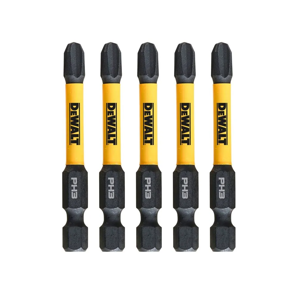 Pildil on viis DeWalt löökotsakut, mis on mõeldud löökpuurmasinatele ja löök-kruvikeerajatele, mille pikkus on 50 mm.