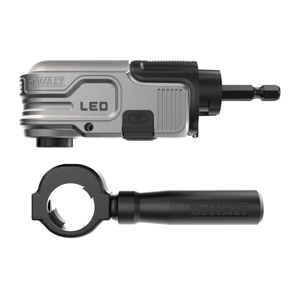 Pildil on näha Dewalt HEX Impact nurgaadapter LED-valgustusega.