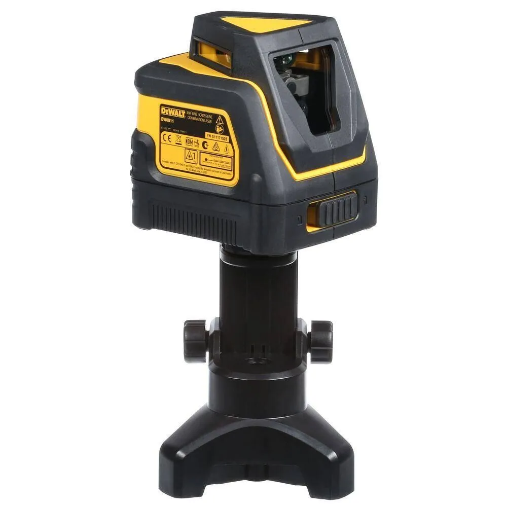 Pildil on DeWalt lasernivelliir DW0811 mustal alusel.