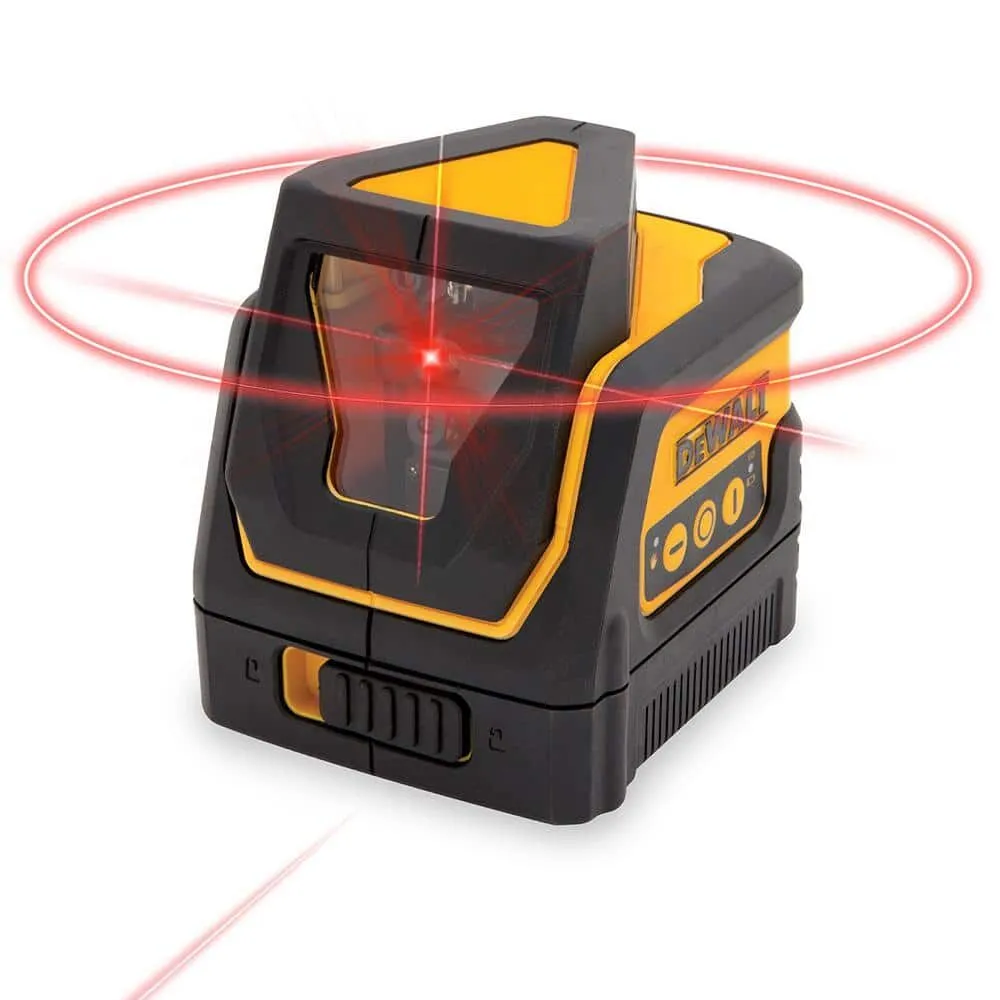 Pildil on kujutatud DeWalt lasernivelliir DW0811, mis kiirgab punaseid lasereid.