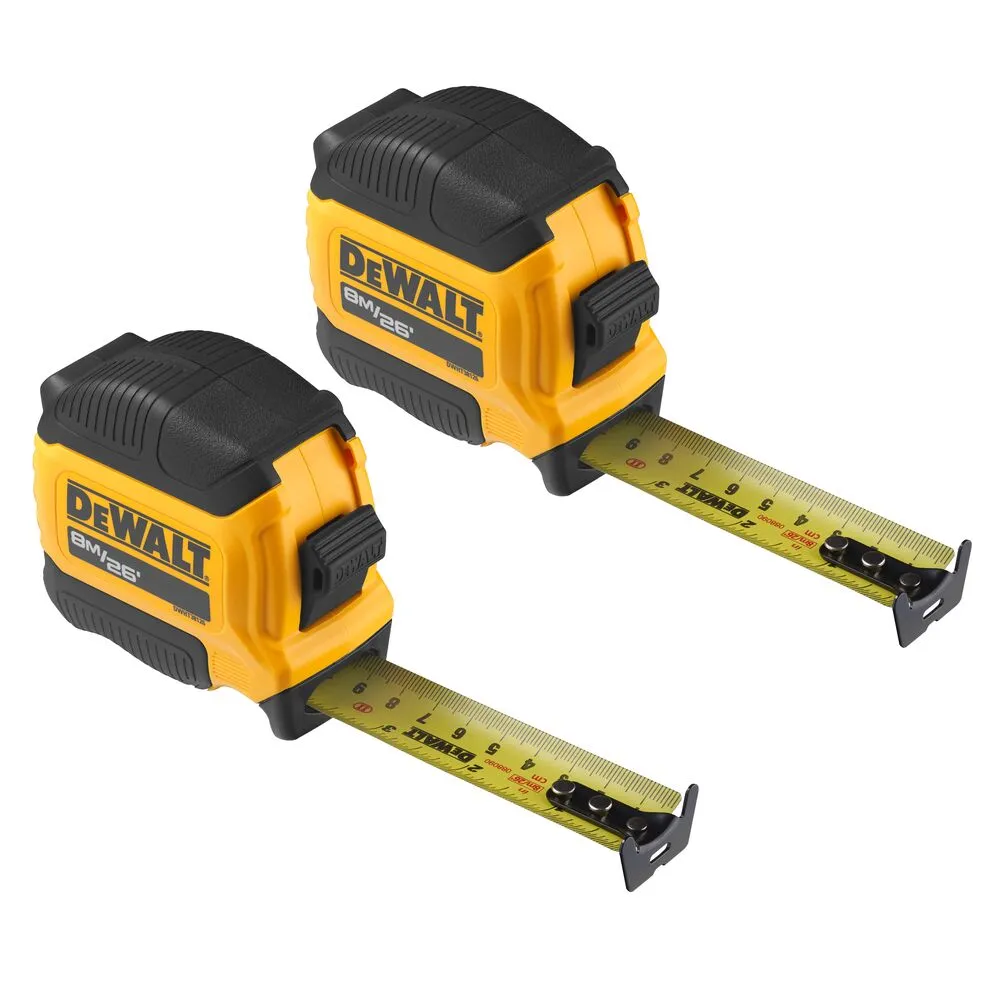DeWalt 8 m tape measure set, 2 pcs