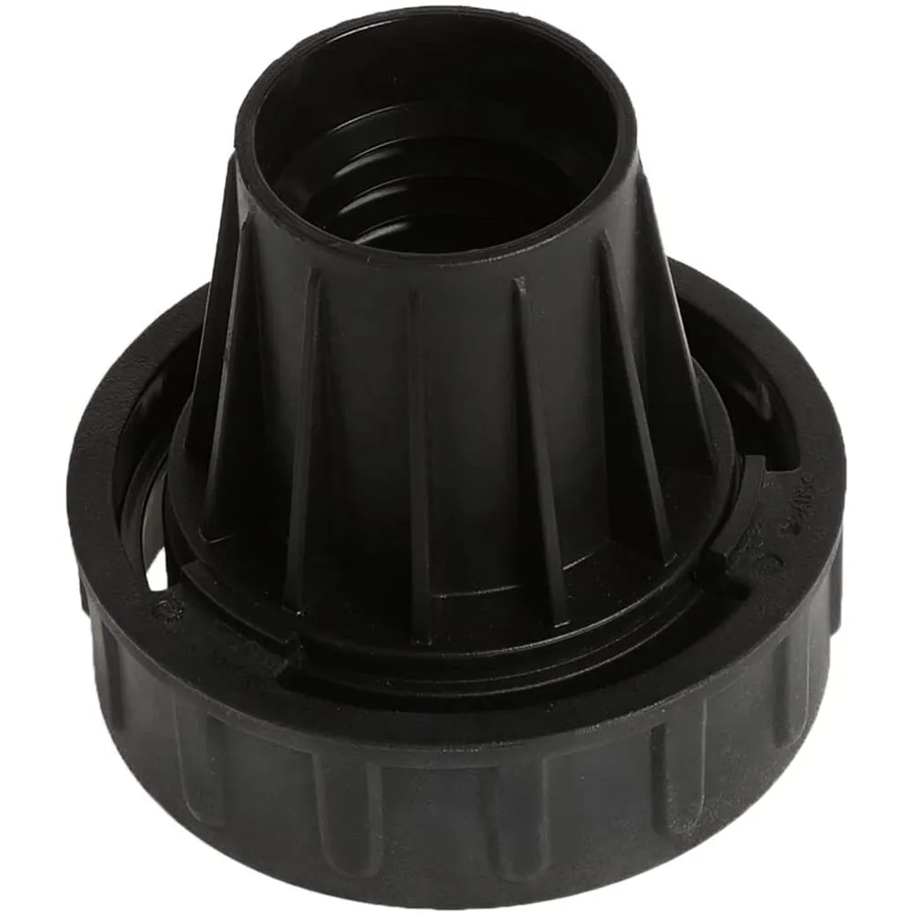 Pildil on näha must Dewalt tolmuimeja vooliku adapter.