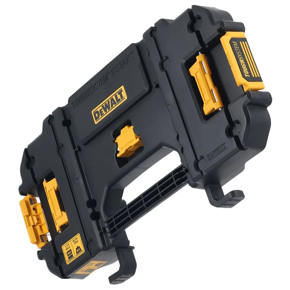 Pildil on näha Dewalt tolmuimeja hoiuriiulisüsteem DWV9510-XJ, mis on musta ja kollase värvi kombinatsiooniga.