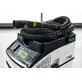 Pildil on näha Festool CT 25 vee- ja tolmuimeja koos musta imivooliku ja rohelise kinnitusrihmaga.