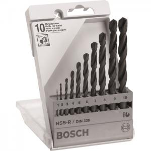 10-osaline Bosch HSS-R, DIN 338 rullvaltsitud metallipuuride komplekt