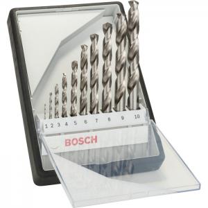 10-osaline Bosch HSS-G, DIN 338 Robust Line metallipuuride komplekt
