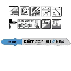 Tikksaetera CMT 76 x 1,2 mm 21TPI, metallile, HSS - 5 tk