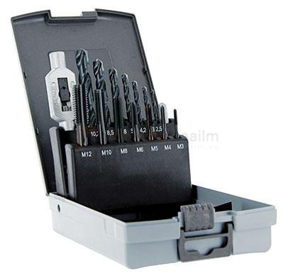 Keermestuskomplekt Tivoly TFT M3-M12 sisekeermetele + 7 TSX HSS puuri