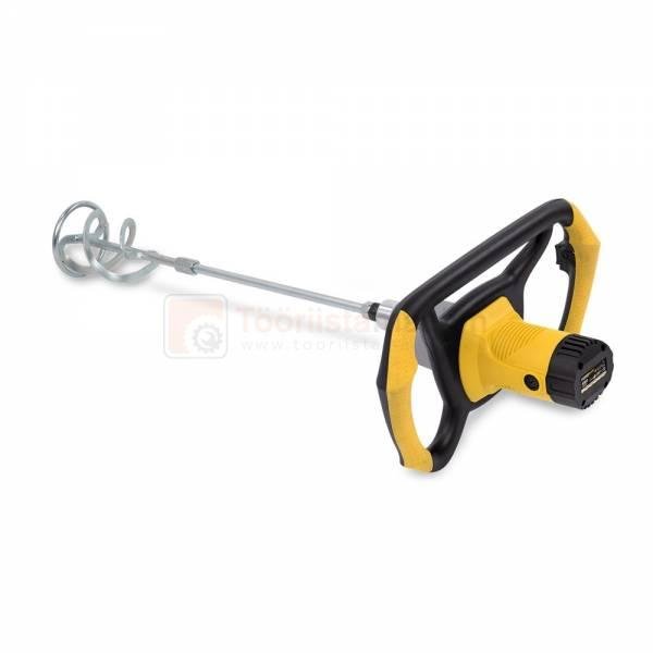 Pildil on Powerplus X POWX083 segumikser, millel on kollane ja must käepide ning segamispea.