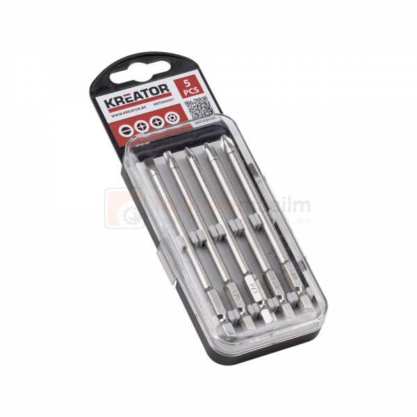 Pildil on Kreator otsakute komplekt, mis sisaldab viit erinevat tüüpi otsakut.