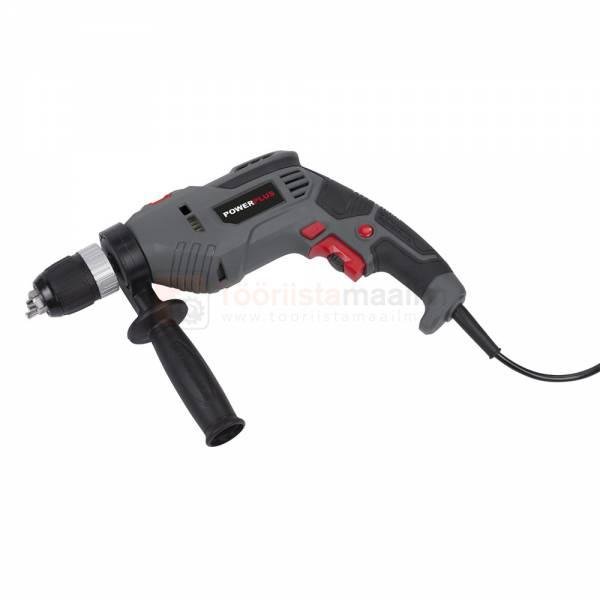 Pildil on näha Powerplus E lööktrell POWE10030, millel on küljel lisakäepide ja mis on ühendatud vooluvõrku.
