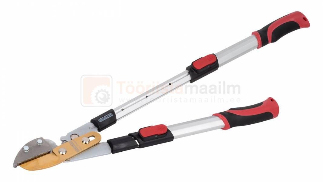 Pildil on Kreator pikendatavad oksakäärid, millel on punaste käepidemetega pikendatavad varred ja teravad lõiketerad.