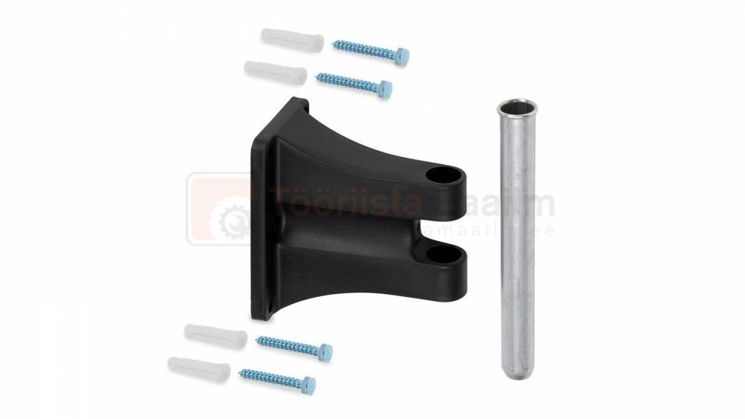 Pildil on Kreator KRTGR6710 voolikupooli seinakinnitus koos kinnitusvahenditega ja metallist toruga.