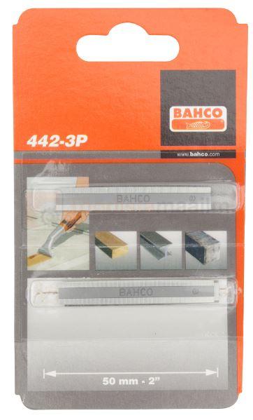 Pildil on Bahco kaabitsa tera komplekt, mis sisaldab kolme 50 mm laiust tera.