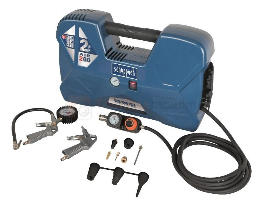 Õlivaba kompressor Scheppach Aircase, 2L paagiga + tarvikud