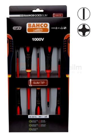 Elektriku kruvikeerajate kmpl. ERGO™ slim 5 osa - PH1/2; SL3,0/4,0/5,5 - 1000V VDE
