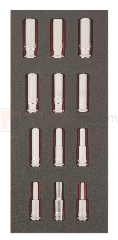 Pikkade padrunite komplekt Bahco 1/2" 10-21 mm, 12-osaline, Fit&go 1/3