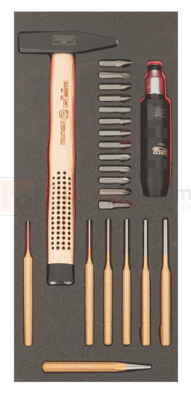 Löök-kruvikeeraja + otsakute ja tornide komplekt Bahco, 22 osa, Fit&Go 1/3