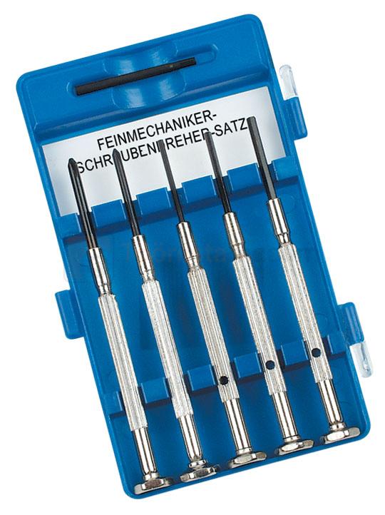 Pildil on Mannesmanni peenkruvikeerajate komplekt, mis sisaldab viit erinevat kruvikeerajat.