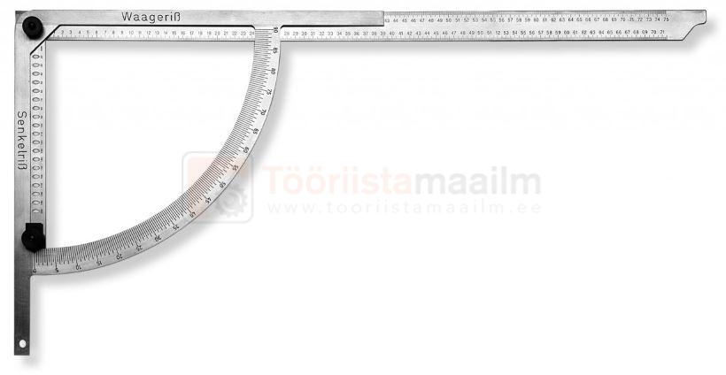 Pildil on nurgikmall Scala Alpha, millel on mõõteskaala ja mis on mõeldud nurkade mõõtmiseks ja märkimiseks.