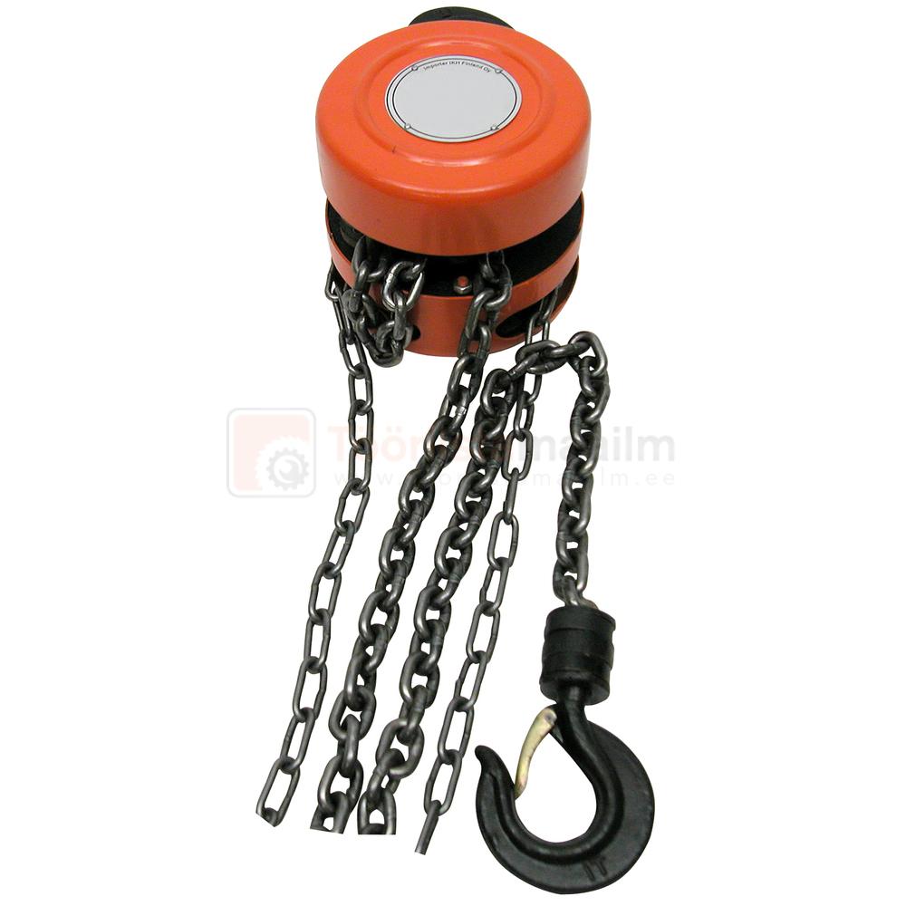 Pildil on Strongline kett-tali, millel on oranž korpus, rippuvad ketid ja konks.