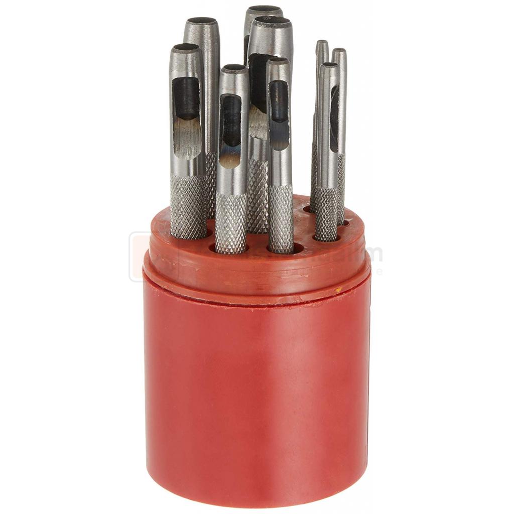 Pildil on punases hoidjas Mannesmanni 9-osaline auguraua komplekt, mille augud on suuruses 2,5-10 mm.