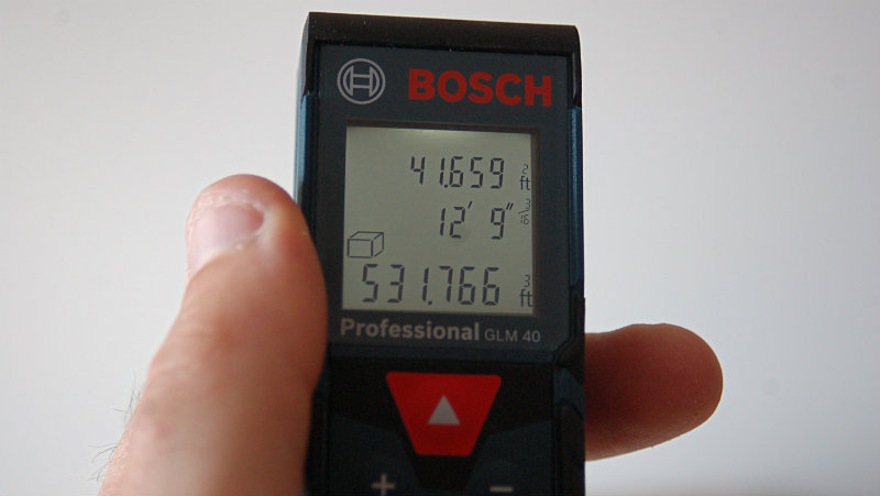 Bosch GLM40 ruumala mõõtmine